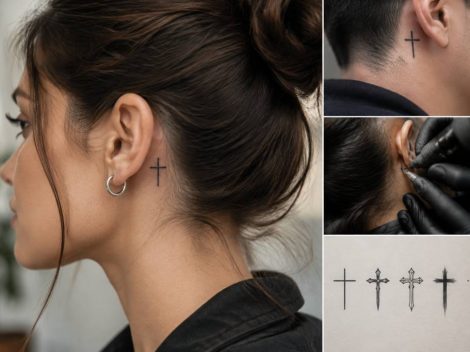 Tatouage croix derrière l’oreille : significations, styles et conseils avant de se lancer