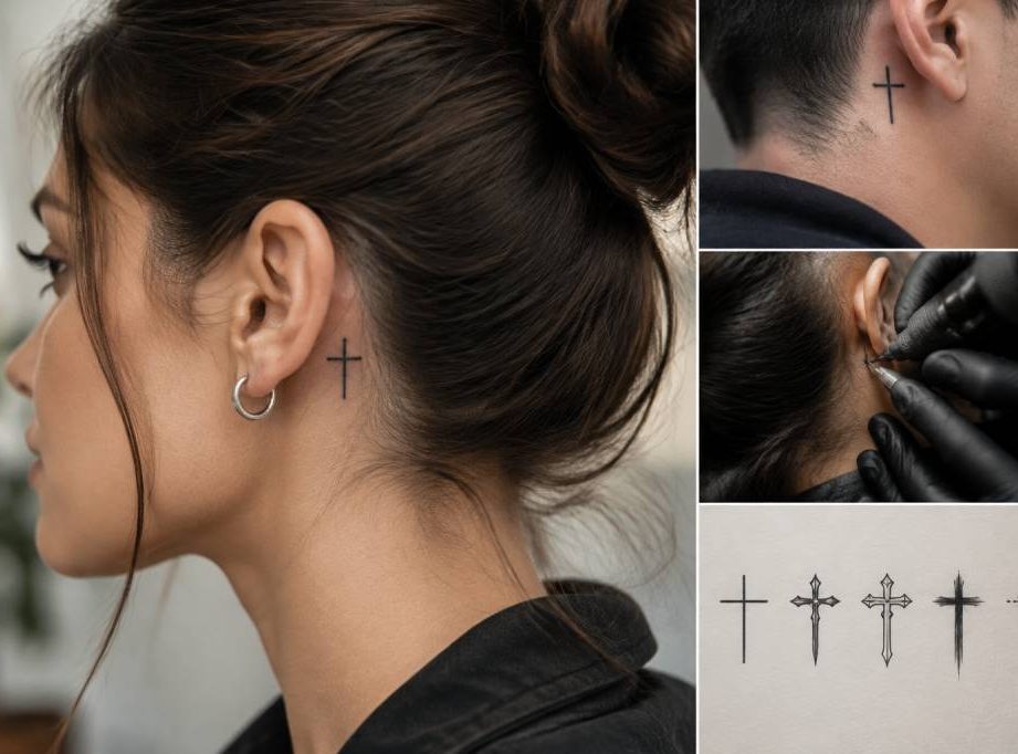 Tatouage croix derrière l’oreille : significations, styles et conseils avant de se lancer