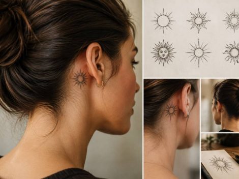 Tatouage soleil derrière oreille : idées, significations et conseils pour bien le choisir
