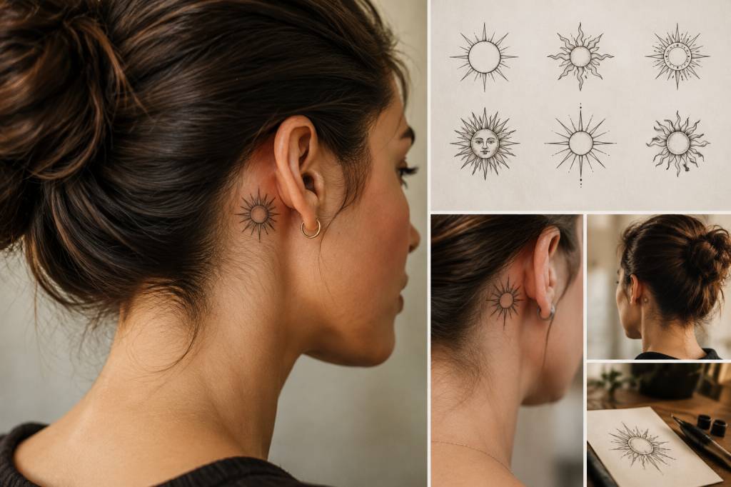 Tatouage soleil derrière oreille : idées, significations et conseils pour bien le choisir